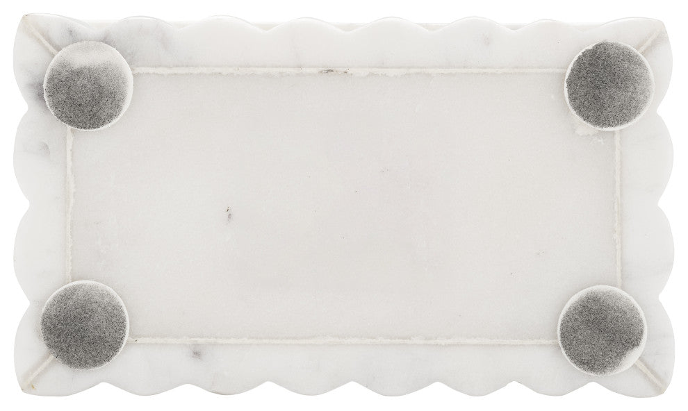 Marble, 7X3" Ridged Box, White