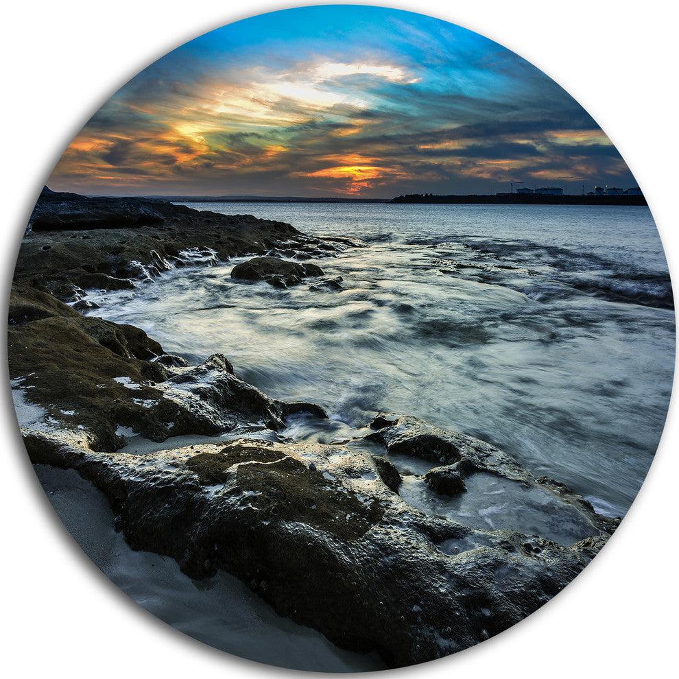 Fascinating Sunset At Australia Coastline, Seashore Disc Artwork, 23"
