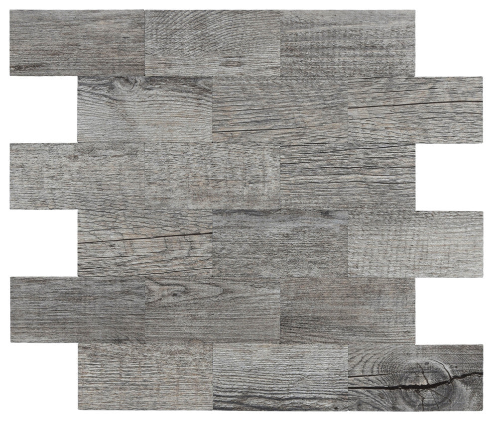 Peel and Stick Backsplash Aluminum Composite Tile 12"x12" Distressed Wood Panel, Wood