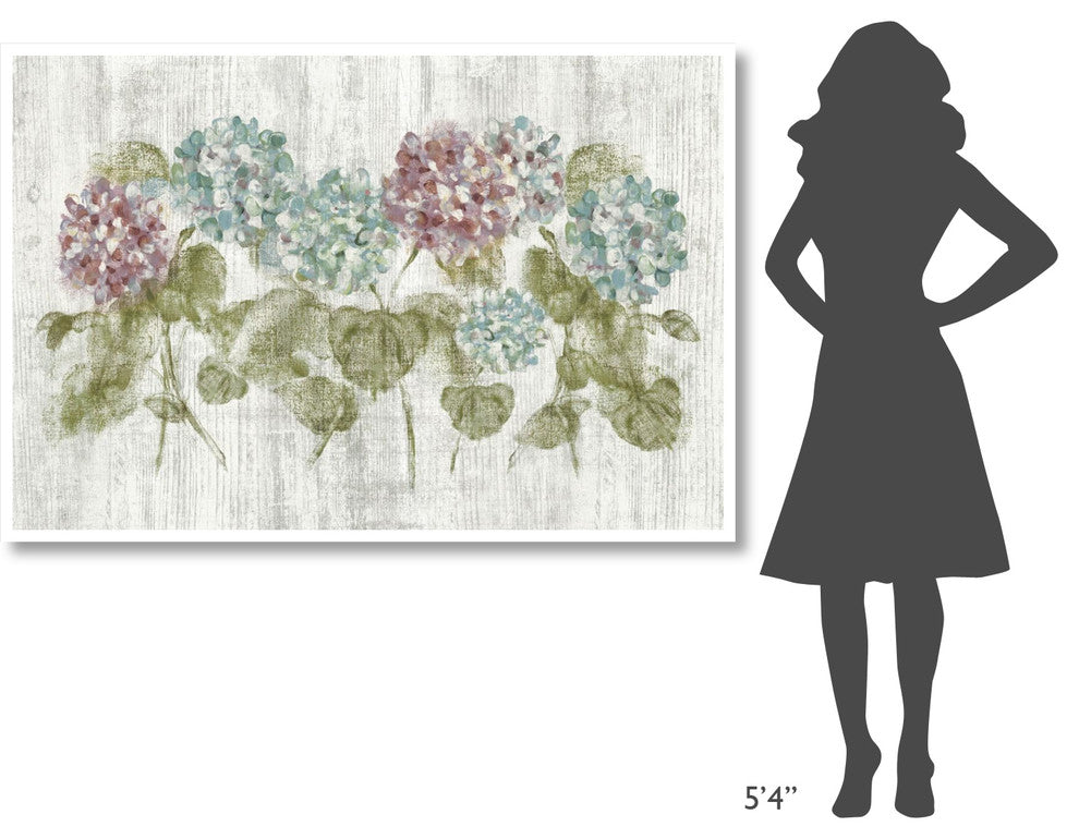 "Vibrant Row of Hydrangea on Wood" Digital Paper Print by Cheri Blum, 62"x42"