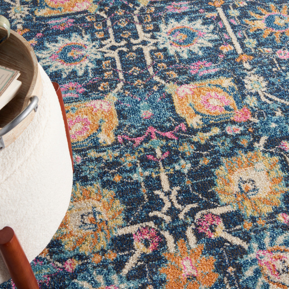 Nourison Passion 4' x Round Navy Bohemian Indoor Area Rug