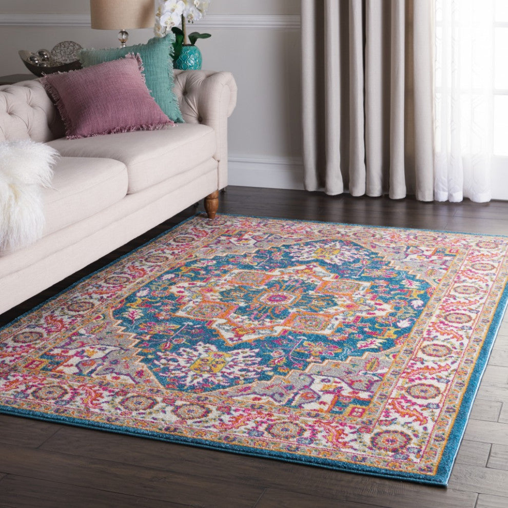 5' X 7' Teal Blue Power Loom Area Rug