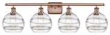 Ballston-Rochester 4-Light 38" Bath Vanity Light, Antique Copper, Clear