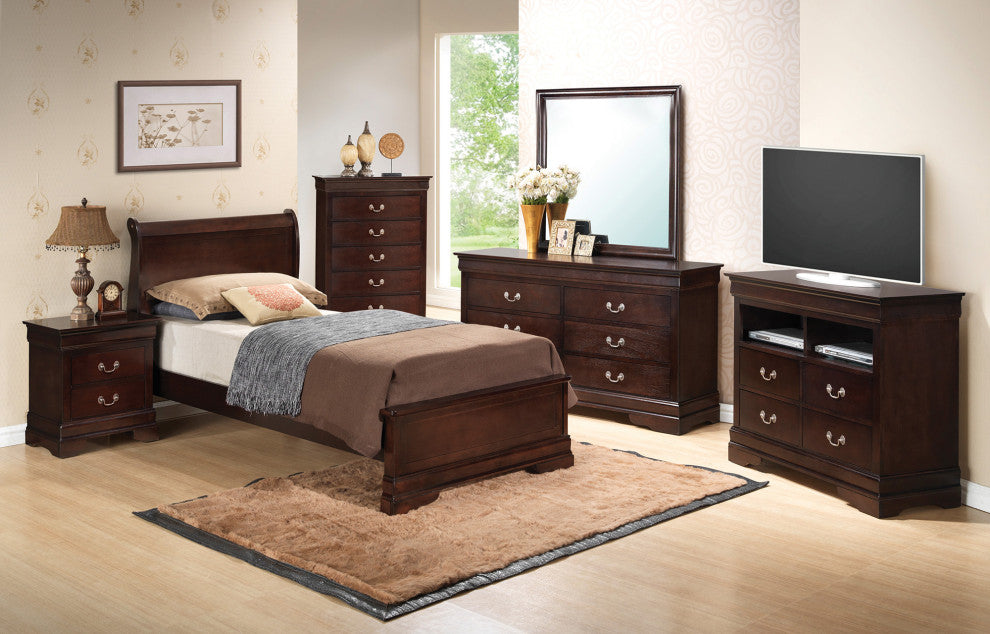 Louis Philippe Cappuccino Twin Panel Bed