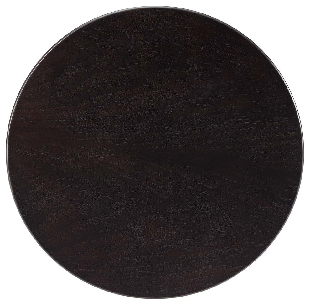 Sofa Side Table, Round, Black Brown Walnut, Metal, Modern, Lounge Hospitality