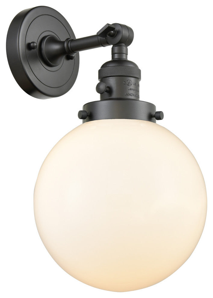 Beacon 1-Light Sconce, Oil Rubbed Bronze, Glass: Matte White Cased