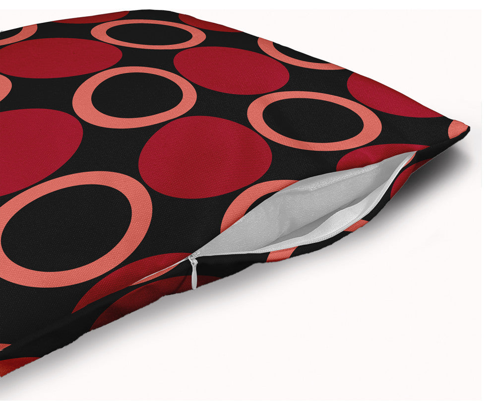 Mod Circles Accent Pillow With Removable Insert, Dark Red, 20"x20"