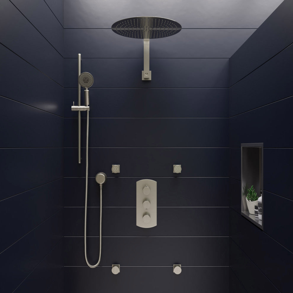 Ab12Gsw, Bn Brushed Nickel 12" Square Raised Wall Mounted Shower Arm