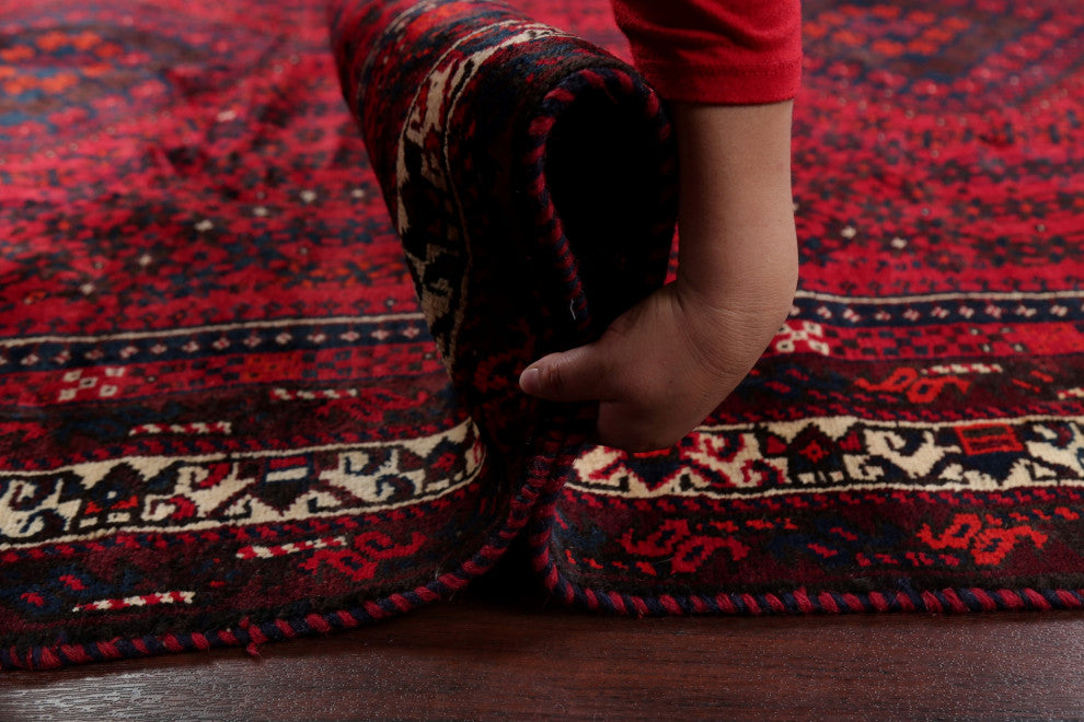 Consigned, Bordered Persian Tribal Handmade Oriental Vintage Area Rug, 7 X 10