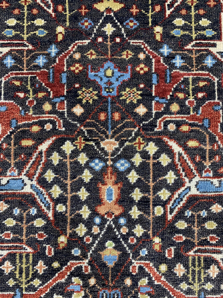Hand-Knotted Wool Brown/Blue Traditional Classic Bidjar Collection Rug, 8'x10'