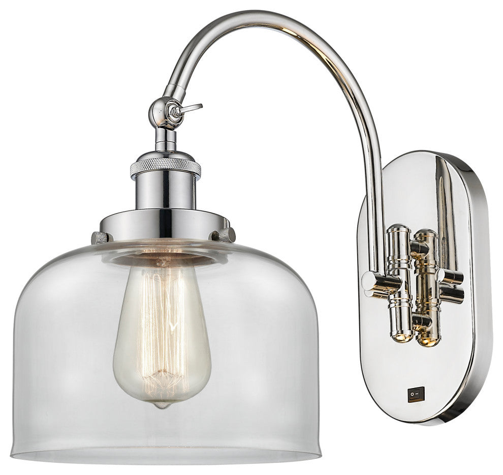 Bell Sconce, Polished Nickel, Clear, Clear