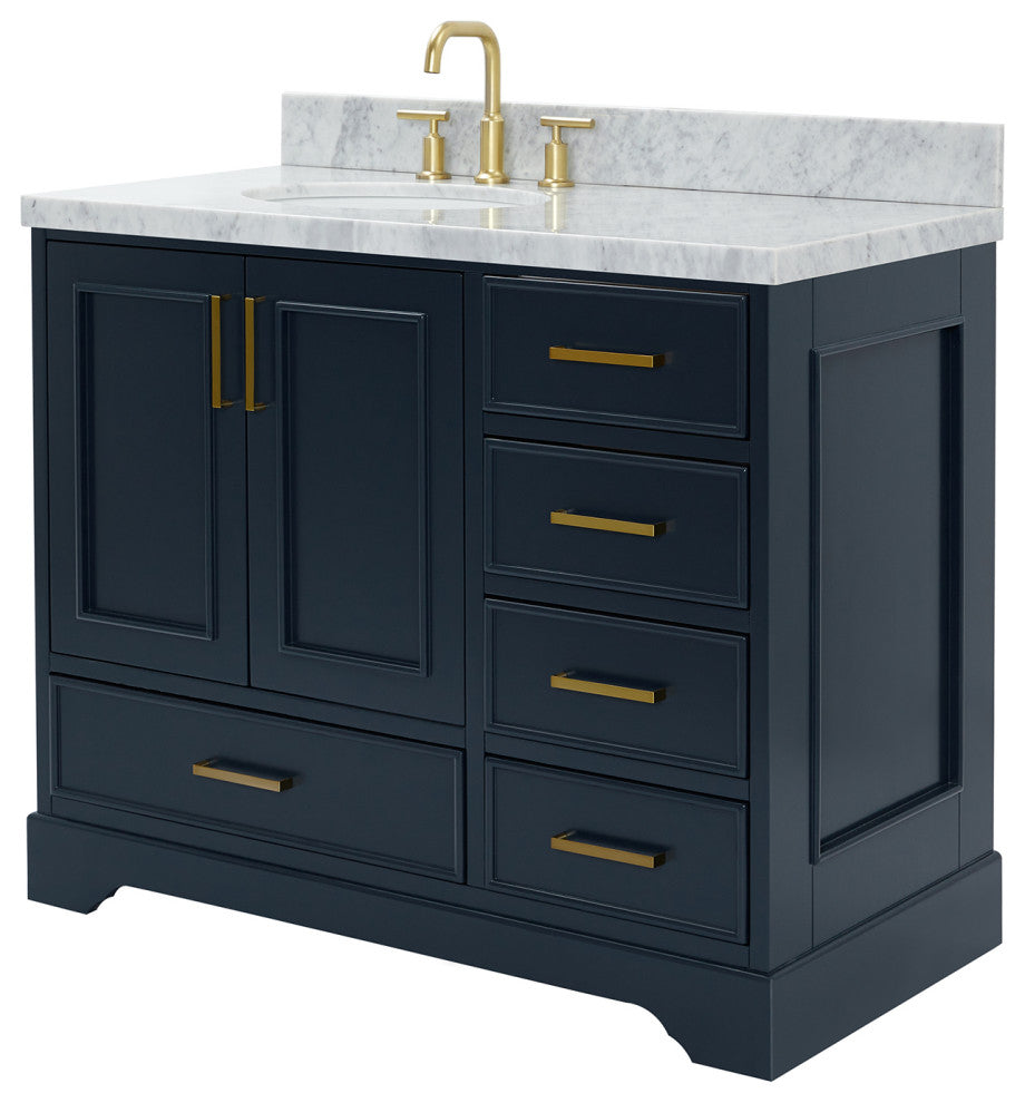 Ariel Stafford 43" Single Left Offset Oval Sink Bathroom Vanity