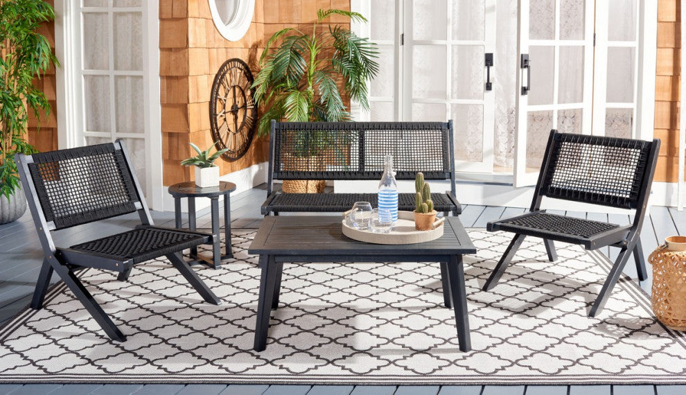 Safavieh Kobina 5 Piece Outdoor Living Set, Black