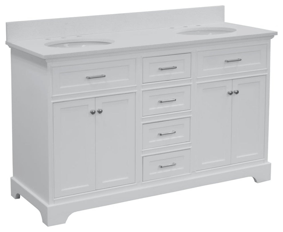 Aria 60" Bathroom Vanity, White, Quartz, Double Vanity