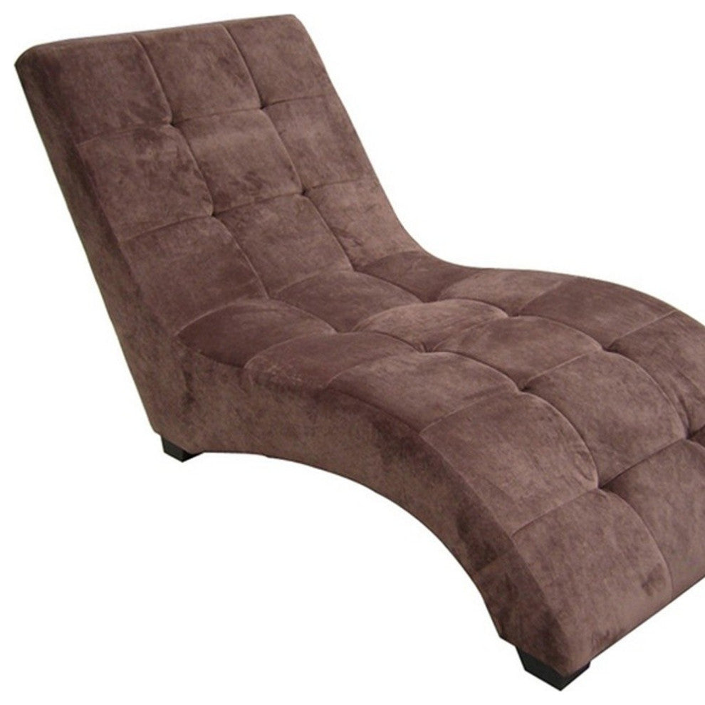 52" Brown Faux Suede Curved Chaise Lounge Accent Chair