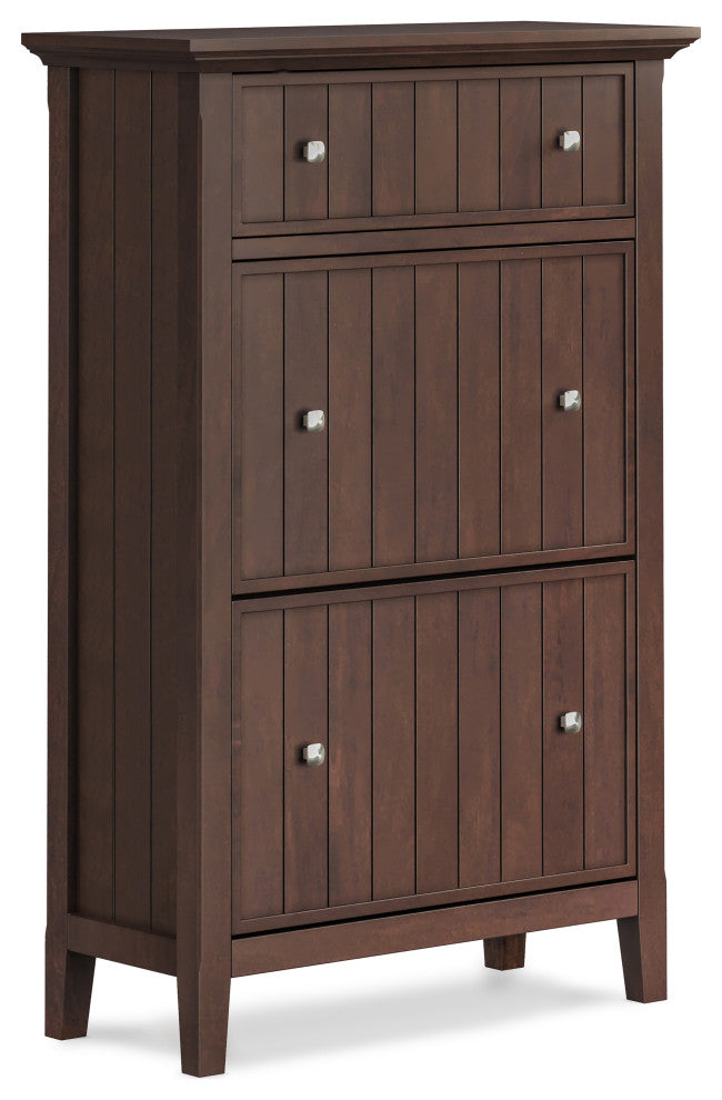 Acadian Solid Wood Entryway Shoe Storage Cabinet, Brunette Brown