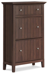 Acadian Solid Wood Entryway Shoe Storage Cabinet, Brunette Brown