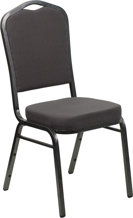 Crown Back Stacking Banquet Chair in Gray Fabric - Silver Vein Frame