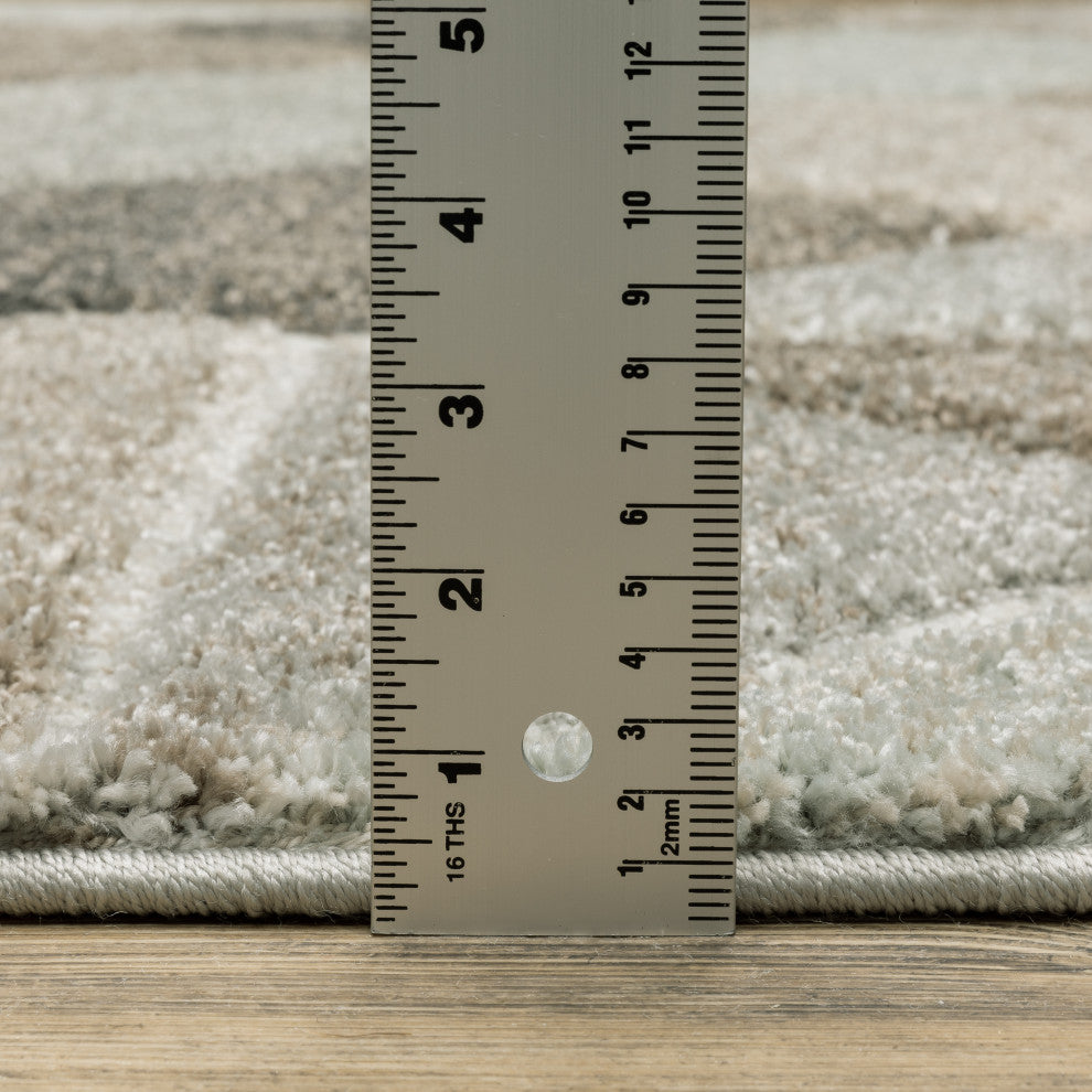 Canton Geometric Grey/Brown Indoor Area Rug, 6'7"x9'6"