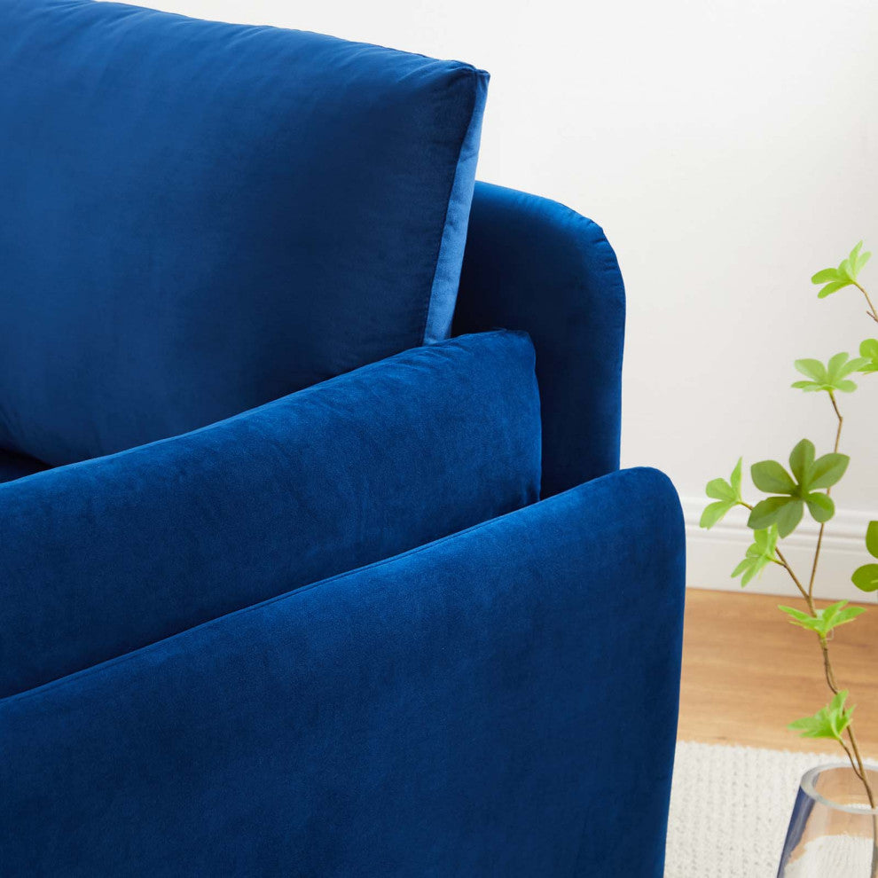 Armchair Accent Chair, Velvet, Blue Navy, Modern, Living Lounge Hospitality