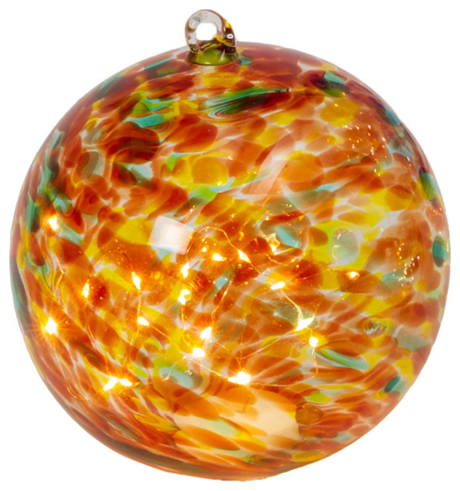 5.75" Battery Operated Amber Handblown Glass Sphere