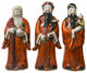 Chinese Distressed Orange Color Fengshui Fok Lok Shao Figure Set Hws1788