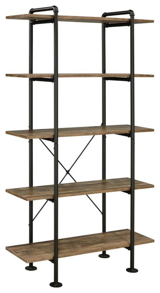 Of00172, Bookcase, Rustic Oak & Black Finish, Nefo