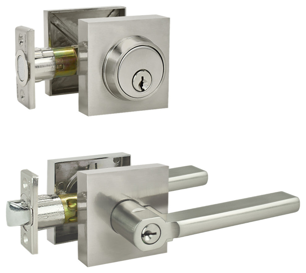 Nuk3y Hulk Series Lever Door Handle Slim Square Modern Contemporary Lever Set, S