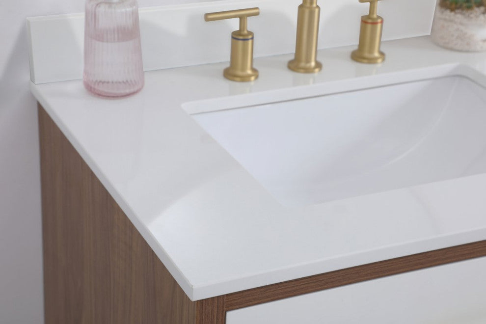 Bella 30" Bathroom Vanity, White With Backsplash