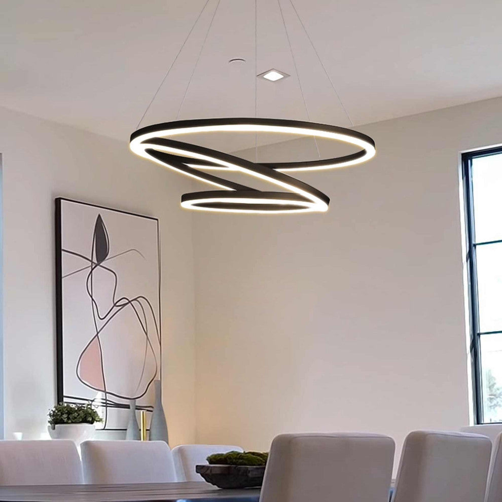Tania Trio 32" Ring ETL Certified Circular LED Chandelier, Black VMC32500BL