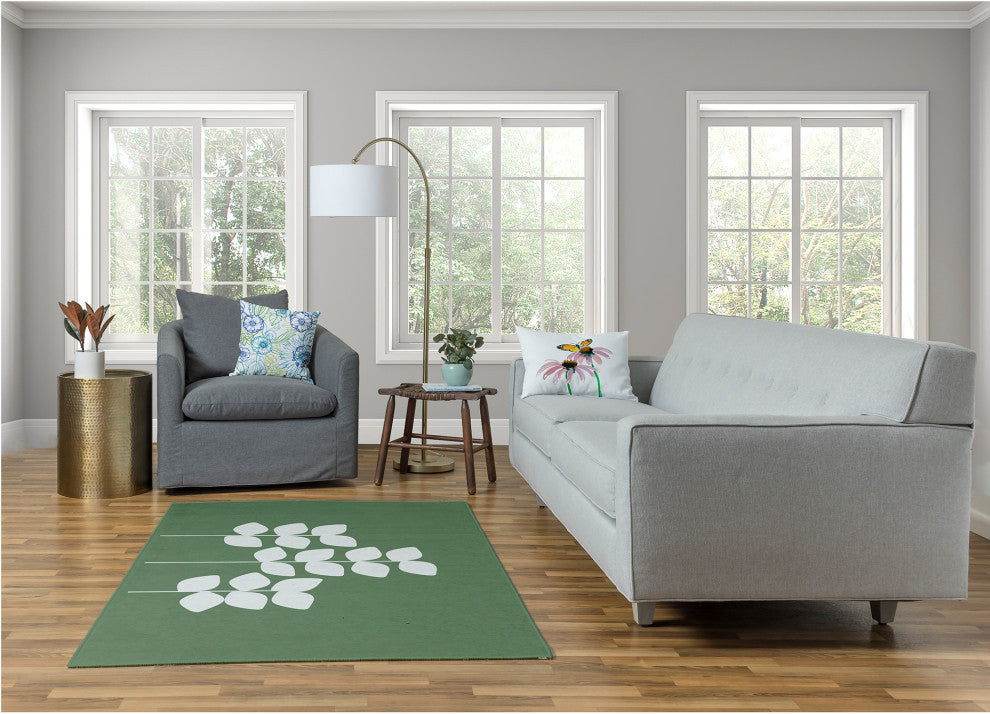 Simple Stems Spring Chenille Rug, Muted Green, 4'x6'