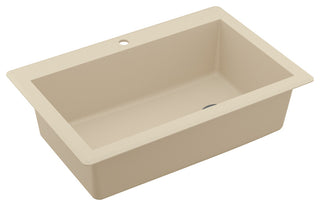 Karran Drop-In Quartz 33" 1-Hole Single Bowl Kitchen Sink, Bisque