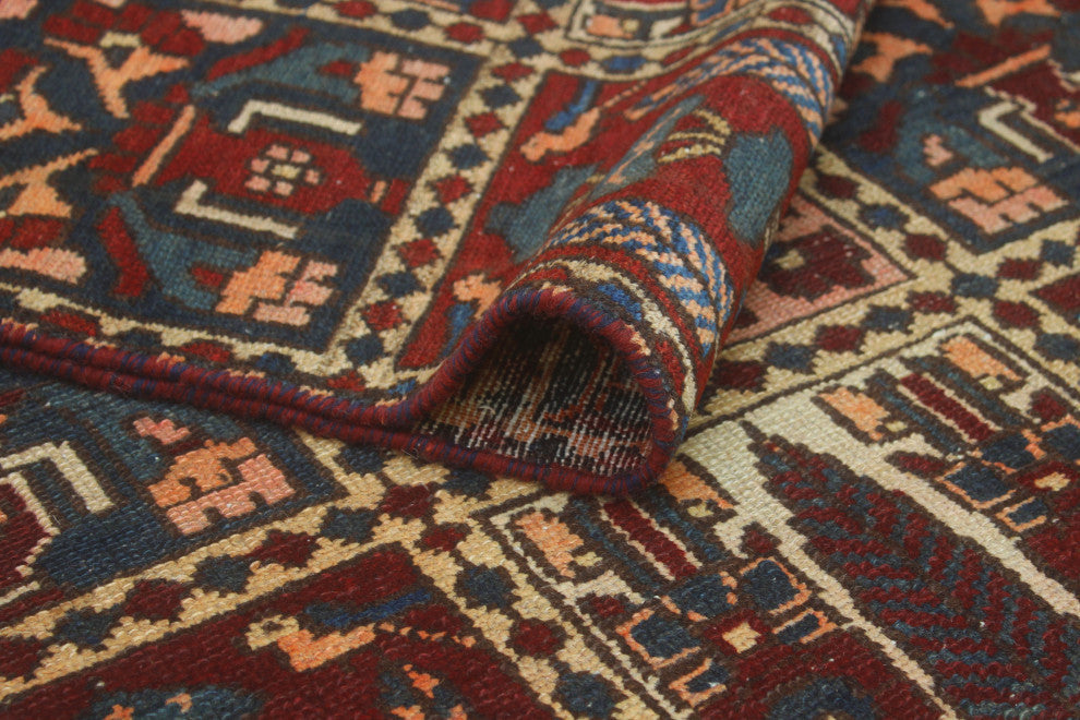 Fine Vintage Distressed Marjani Burgundy/Beige Runner, 3'6x9'7