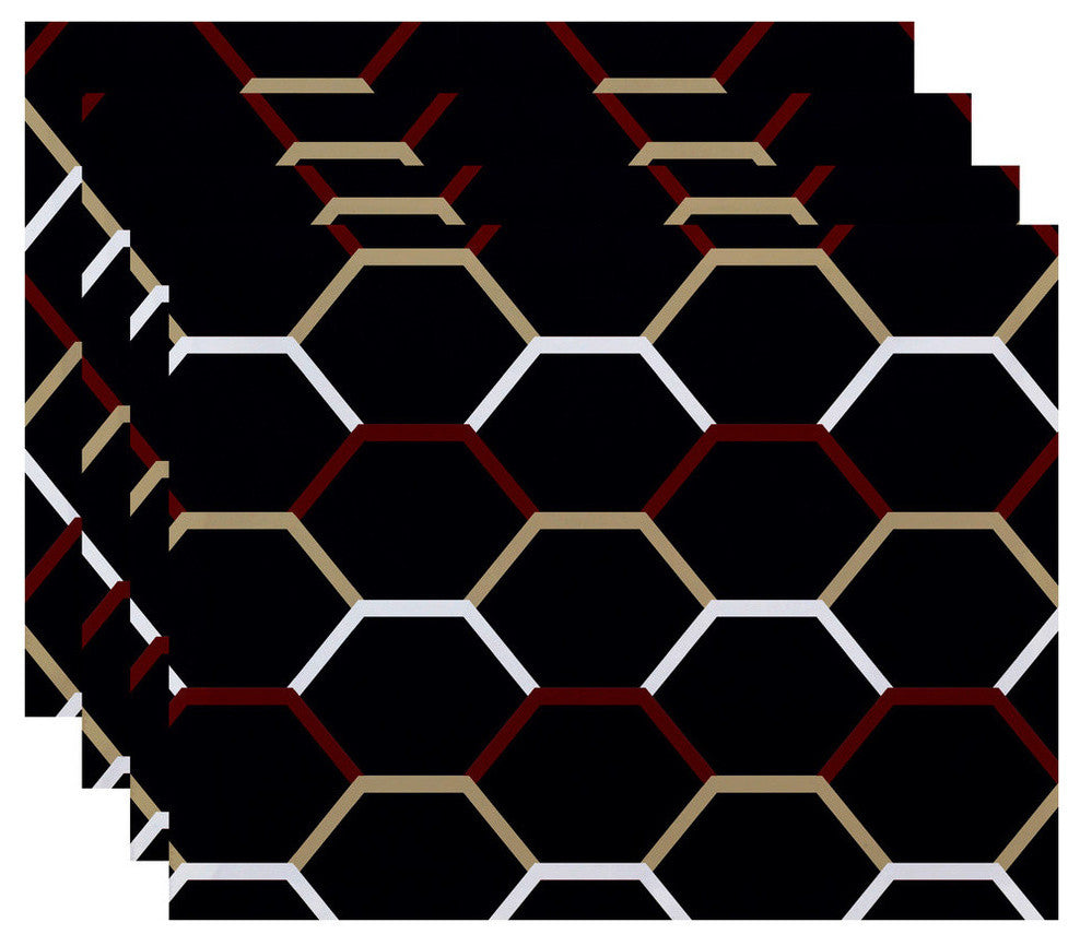 18x14-inch, Cool Shades, Geometric Print Placemat, Navy Blue (Set of 4)