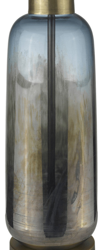 31" Brass Metal Table Lamp With White Empire Shade