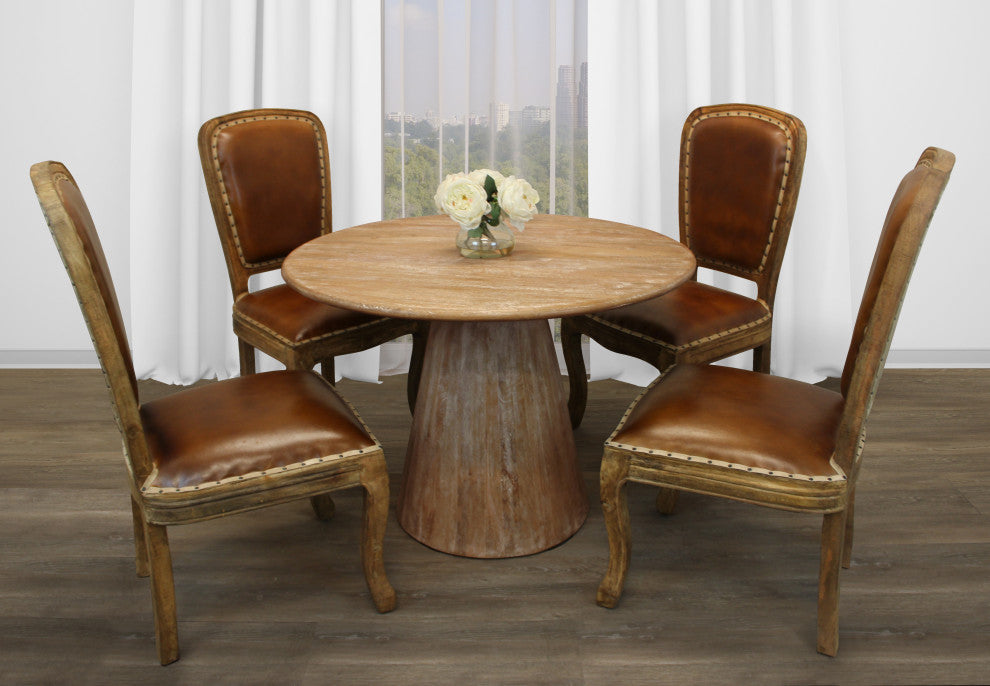 Jaden 5-Piece Dining Set With 42" Dining Table and 4 Genuine Leather Chairs