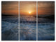 "Sunrise Over Rushing White Waves" Beach Metal Wall Art, 3 Panels, 36"x28"