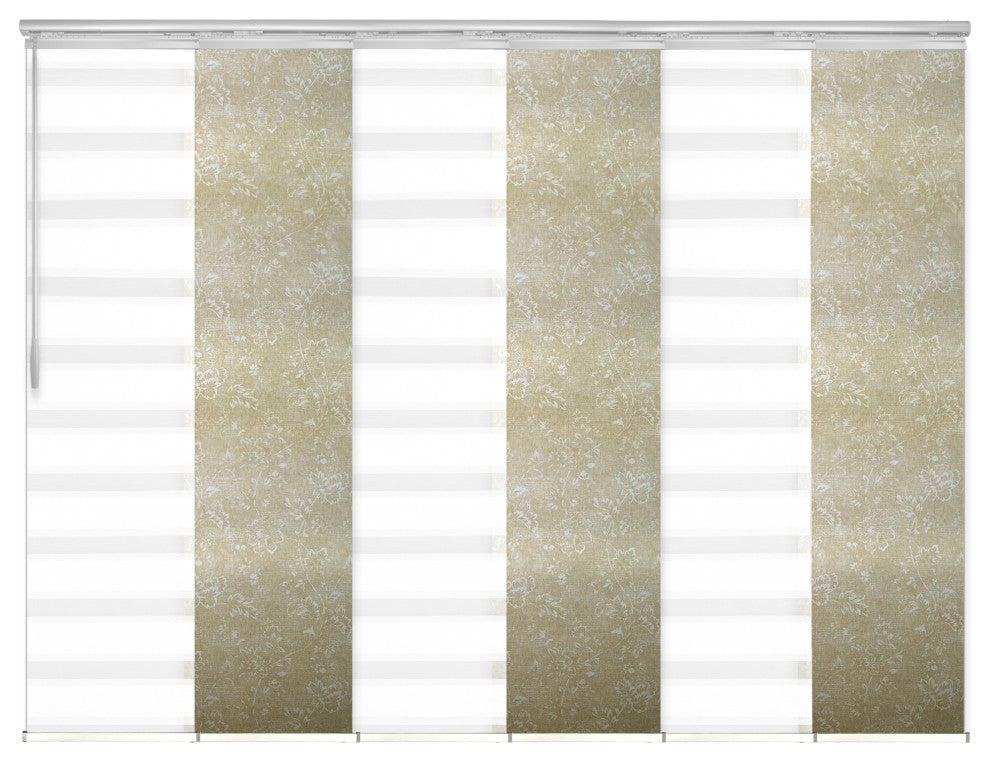 Blanched White-Sage 6-Panel Track Extendable Vertical Blinds 70-130"x94"
