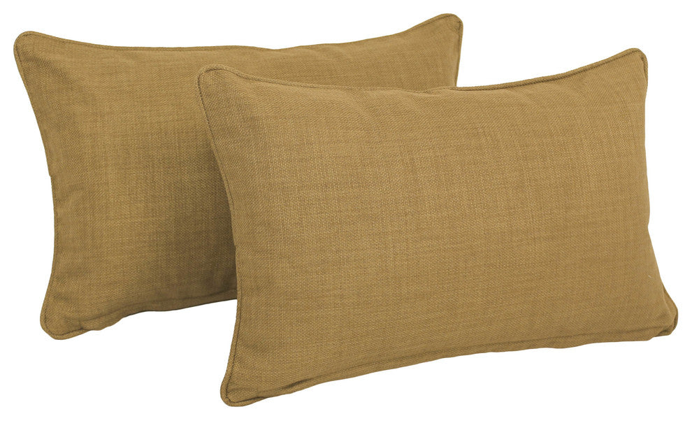20"x12" Outdoor Spun Polyester Back Support Pillows, Set of 2, Wheat
