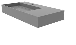 CastelloUSA Juniper Wall Mounted Countertop Concealed Drain Basin Sink, Gray, 36", Left Basin, Standard