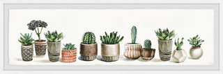 "Colored Pots and Cactus" Framed Painting Print, 30"x10"