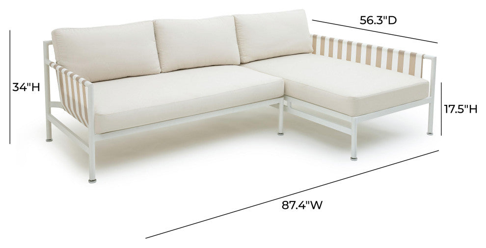 Dunes Cream Outdoor Sectional, Right Arm Facing