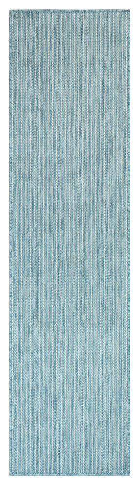 Carmel Texture Stripe Indoor/Outdoor Rug, Aqua, 1'11"x4'11" Runner