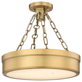 Z-LITE 1-Light Semi Flush, Rubbed Brass