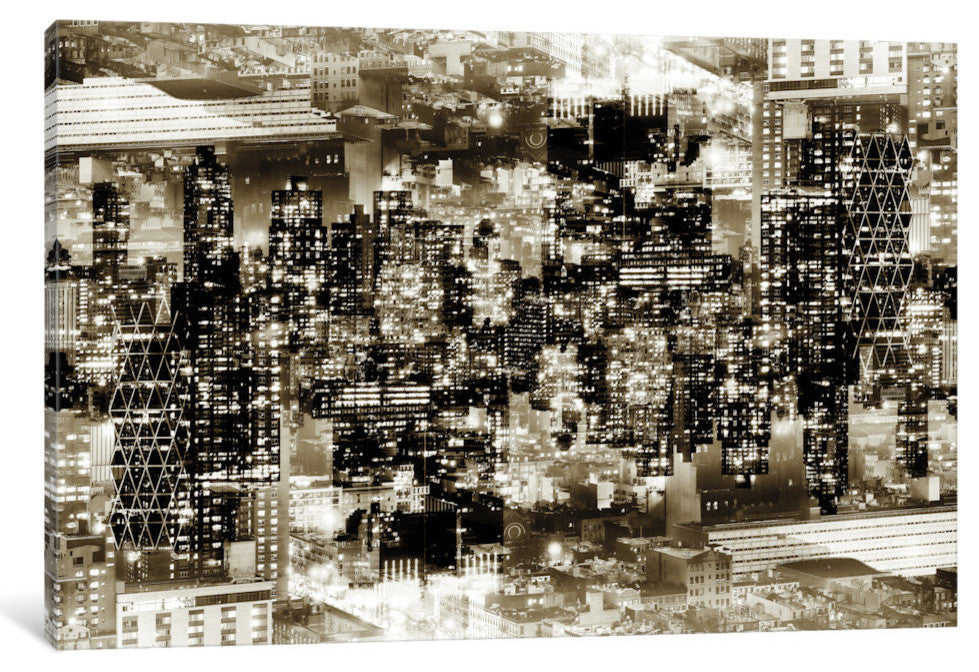 "New York Reflection Midtown Manhattan Sepia" by Philippe Hugonnard, 26x18x1.5