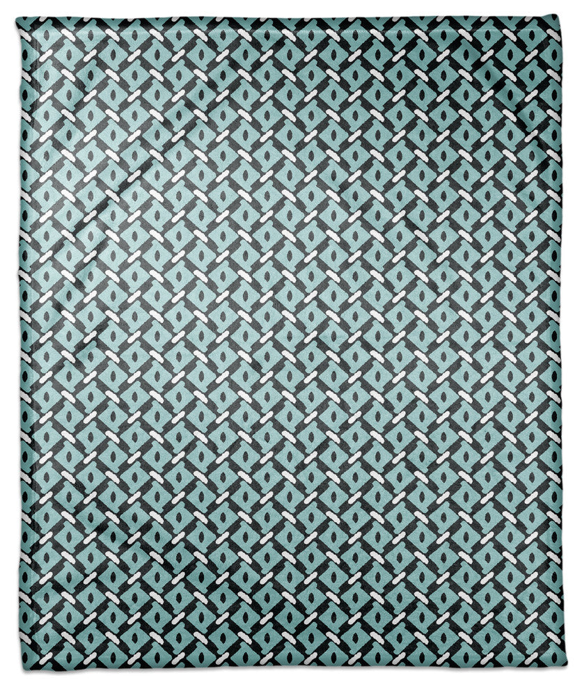Whimsical Diamond Pattern in Blue Fleece Blanket