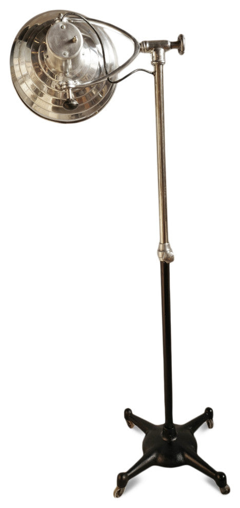 Consigned Chrome Industrial Floor Lamp on Wheels