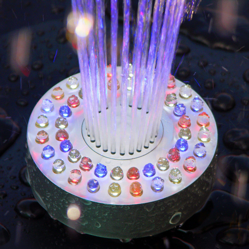 398 GPH Pump 48 LED Light Floating Spray Fountain, Black