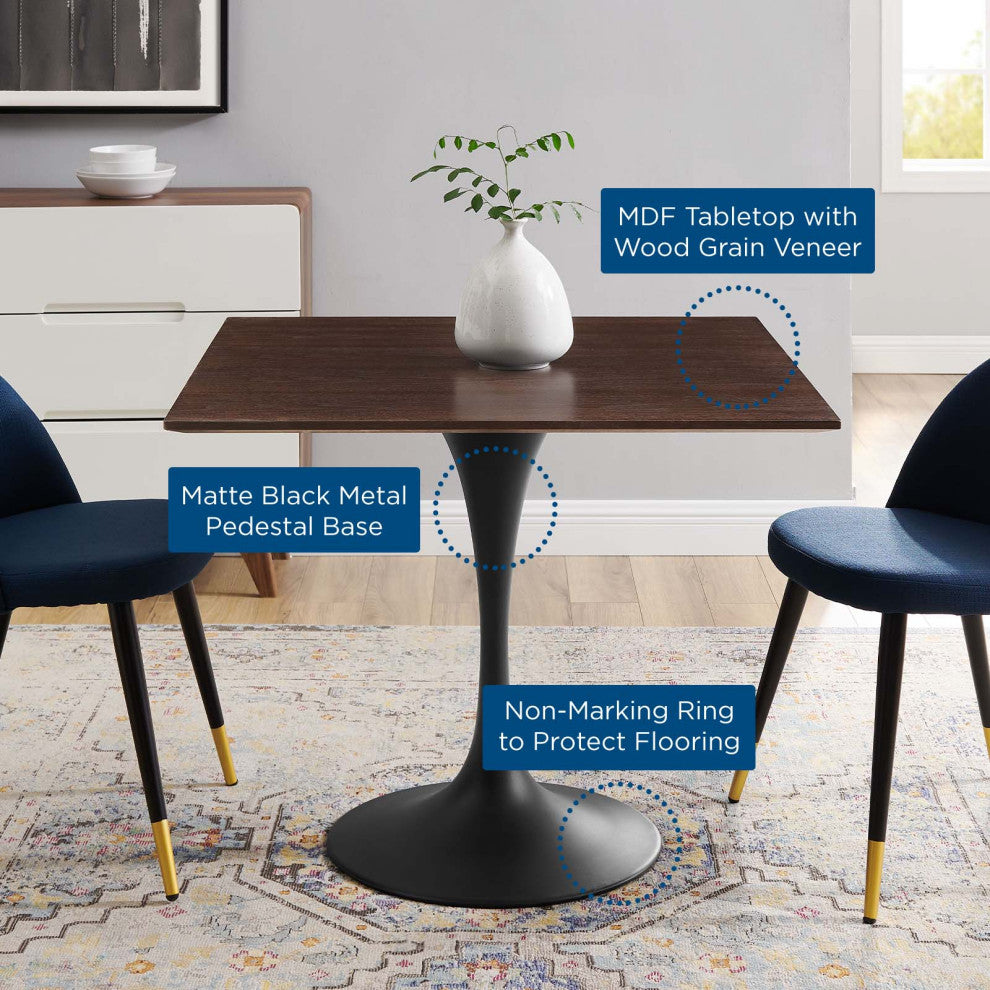Dining Table, Square, Wood, Black Dark Brown, Modern, Cafe Bistro Restaurant