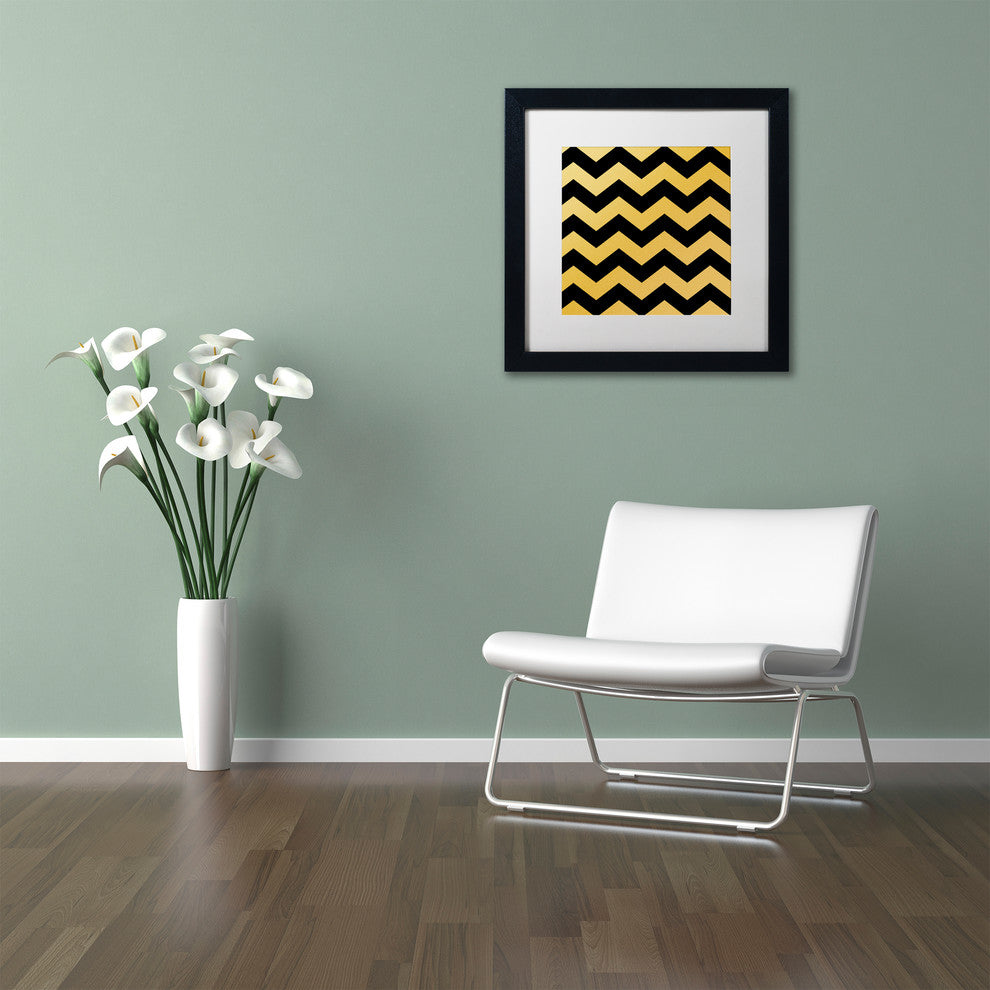Color Bakery 'Xmas Chevron 5' Matted Framed Art, Black Frame, White Mat, 11x11